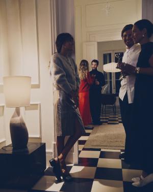 Viona large table lamp with textured stone effect and cotton lampshade