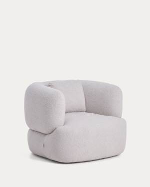 Martina grey bouclé swivel armchair with cushion FSC Mix Credit