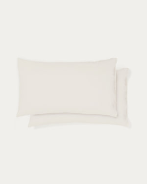 Set di 2 federe Simmel in cotone e lino color écru 50 x 80 cm