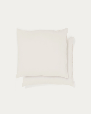 Simmel set of 2 beige cotton and linen pillow cases 65 x 65cm