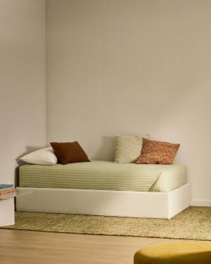 Nelzi ecru chenille ottoman bed base with removable cover for 90 x 200cm mattress FSC 100%