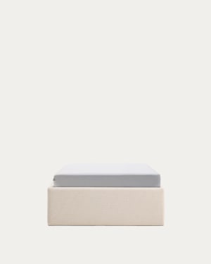 Nelzi ecru chenille side-opening ottoman bed base with removable cover for 90 x 200cm mattress FSC 100%
