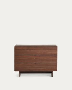 Norlen 3-drawer chest of drawers in walnut veneer FSC Mix Credit 101 x 75cm