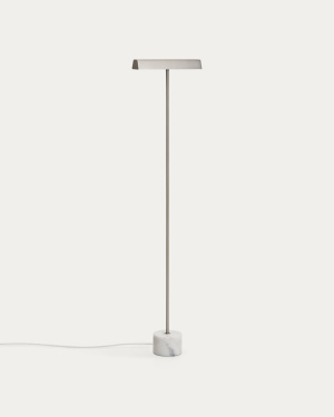 Lynor brushed steel floor lamp with white marble base