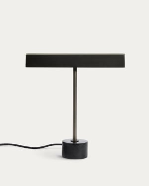 Lynor brushed metal table lamp with black marble base UK adaptor
