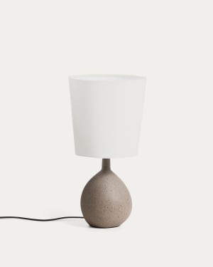 Viona small table lamp with textured stone effect and cotton lampshade