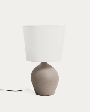 Viona medium table lamp with textured stone effect and cotton lampshade