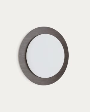 Novae ceiling lamp in dark wood-effect brushed steel and frosted glass Ø 40 cm