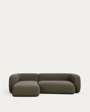 Martina green chenille 3-seater modular sofa with left chaise longue 287cm