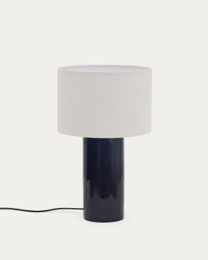 Toneric ceramic table lamp with blue finish and cotton UK adapter