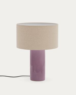 Toneric ceramic table lamp with a lilac finish and cotton