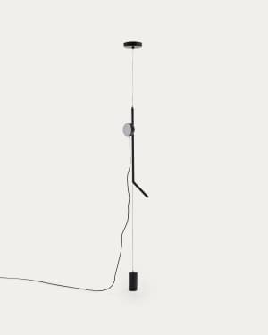 Orey black metal lamp stand with multi-position spotlight and UK adaptor