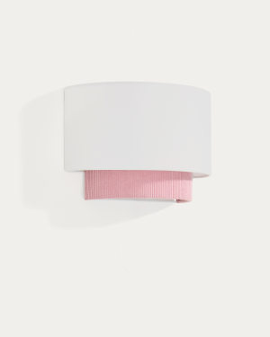 Bianella cotton and pink corduroy wall light Ø 40cm