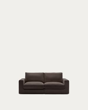 Alea removable cover modular sofa 3-seater in dark brown chenille 220 cm