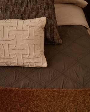 Serla green, 100% cotton chenille bedspread with rhomboid shapes for 150/160 cm bed