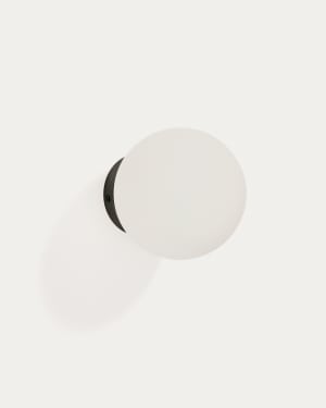Brisia metal wall lamp with black finish and 1 frosted glass ball Ø15cm