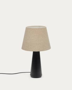 Torrent metal table lamp with black painted finish and linen shade