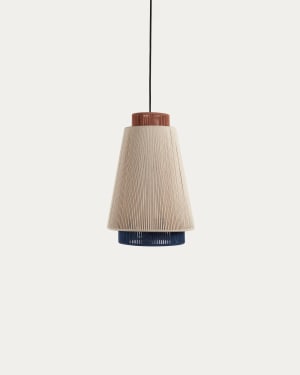 Yuvia cotton ceiling lamp with a beige, blue, and terracotta finish