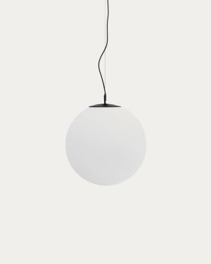 Brisia metal ceiling lamp with black finish and 1 frosted glass ball Ø50cm