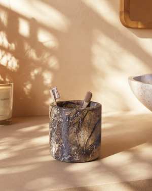 Porte brosses à dents Spalsh en marbre beige