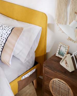 Dyla Bezug in Senf für Bett mit Matratze von 160 x 200 cm