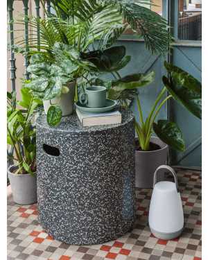 Jenell outdoor terrazzo footrest in black, Ø 35 cm