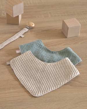 Σετ 2 μπαντάνες Lupe, 100% οργανικό βαμβάκι (GOTS), μπεζ και τυρκουάζ