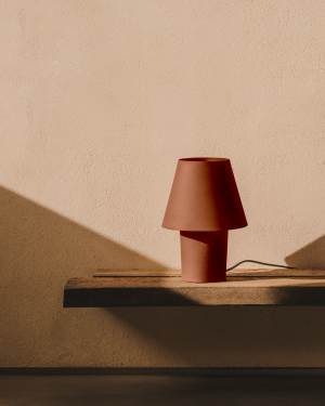 Lampada da tavolo Canapost in metallo verniciato color terracotta