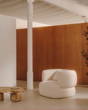 Martina ecru bouclé armchair with cushion FSC Mix Credit