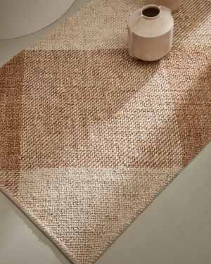 Tapis Maelan en jute et coton à carreaux naturel  160 x 230 cm