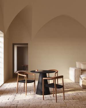 Jeanette runder Tisch aus massivem Mindiholz schwarz Ø 90 cm