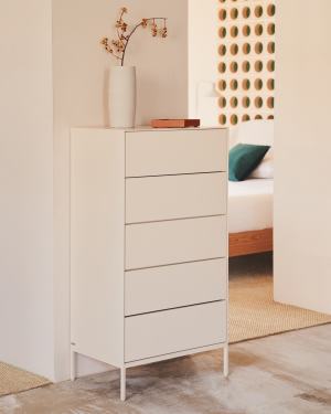 Vedrana 5-drawer chest of drawers white lacquered MDF 60 x 114 cm