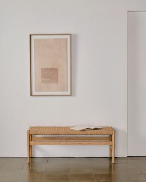 Panca Zaide in legno massiccio di rovere con finitura naturale e seduta in corda 120 cm FSC 100%