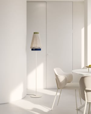 Yuvia katoenen staande lamp met beige en blauwe afwerking