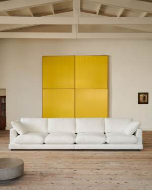 Gala 6-seater white chenille sofa FSC Mix Credit 390cm