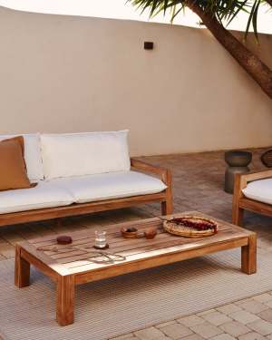 Tavolino Forcanera in teak massiccio 150 x 71 cm