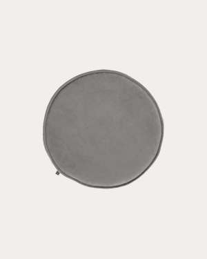 Rimca round velvet chair cushion in light grey, 35 cm