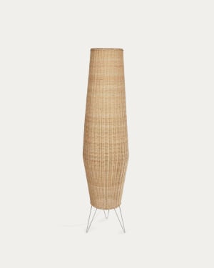 Large Kamaria floor lamp in rattan with natural finish UK adapter