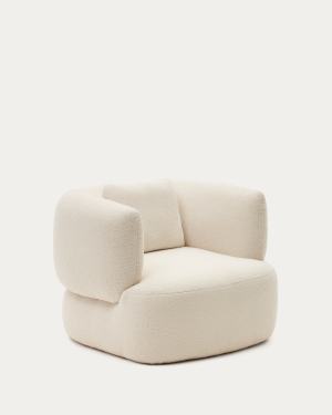 Martina ecru bouclé swivel armchair with cushion FSC Mix Credit