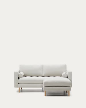 Debra 2-seater sofa with pearl chenille footrest and natural legs, 182 cm FSC Mix Credit
