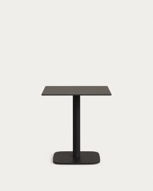 Dina outdoor table in black with metal legal in a painted white finish, 68 x 68 x 70 cm