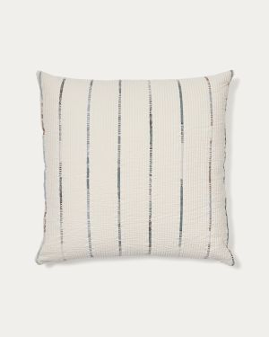 Satisa set of 2 ecru cotton cushion covers with stripes 50 x 50 cm