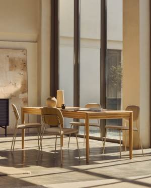 Lenon Ausziehtisch Furnier und massives Eichenholz FSC MIX Credit naturfarben 160 (200) x 90 cm