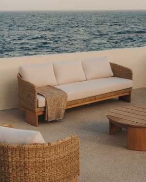 Xoriguer 3-Sitzer-Sofa aus synthetischem Rattan und massivem Eukalyptusholz FSC 100% 223 cm