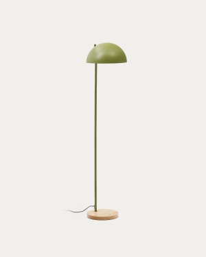 Catlar ash wood and metal floor lamp in a green painted finish UK adaptador