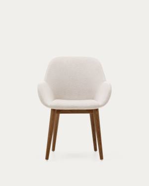 Chaise Konna beige et pieds en bois de frêne foncé