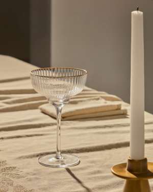 Ayan transparent champagne glass, with a gold feature, 28 cl