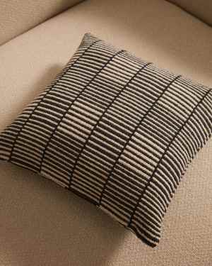 Levu black and white striped, 100% cotton cushion cover, 45 x 45 cm