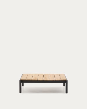 Couchtisch Sorells aus grauem Aluminium und Teakholz 89 x 91 cm FSC 100%