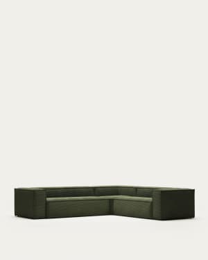 Blok 5-seater corner sofa thick green corduroy 320 x 290 cm / 290 x 320 cm
